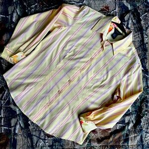 Yellow stripped button down shirt
